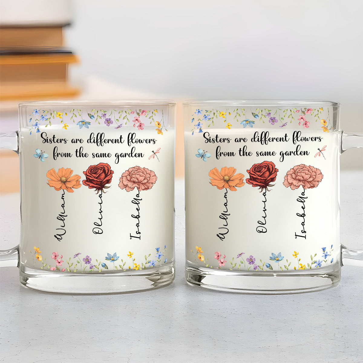 Sisters Are Different Flowers - Personalized Custom Glass Mug