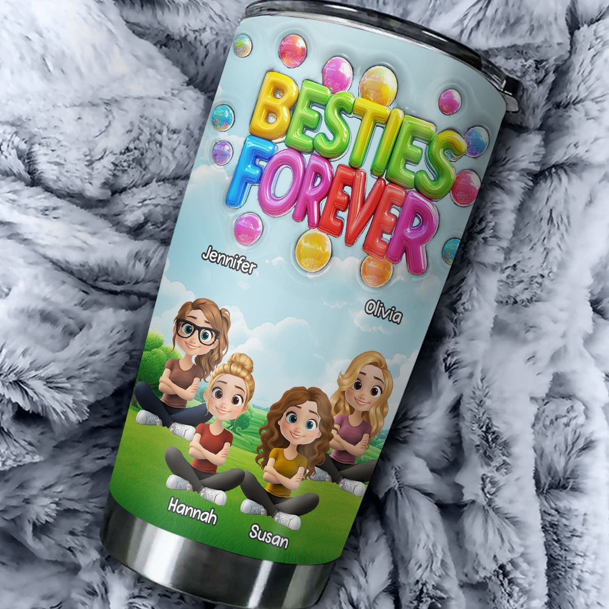 Besties Love Moments - Personalized Custom 3D Inflated Effect Tumbler