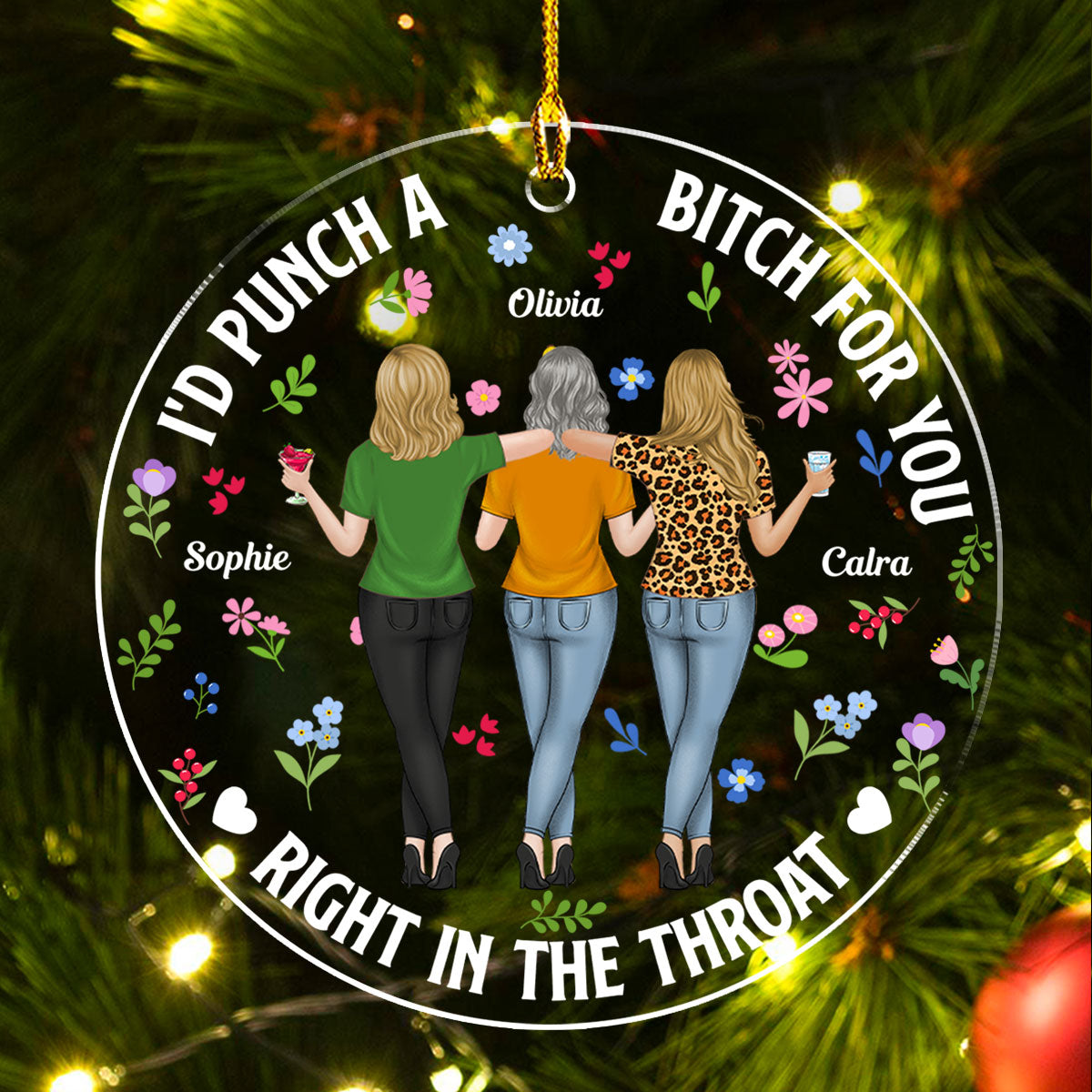Punch Bitch Besties - Personalized Custom Acrylic Ornament