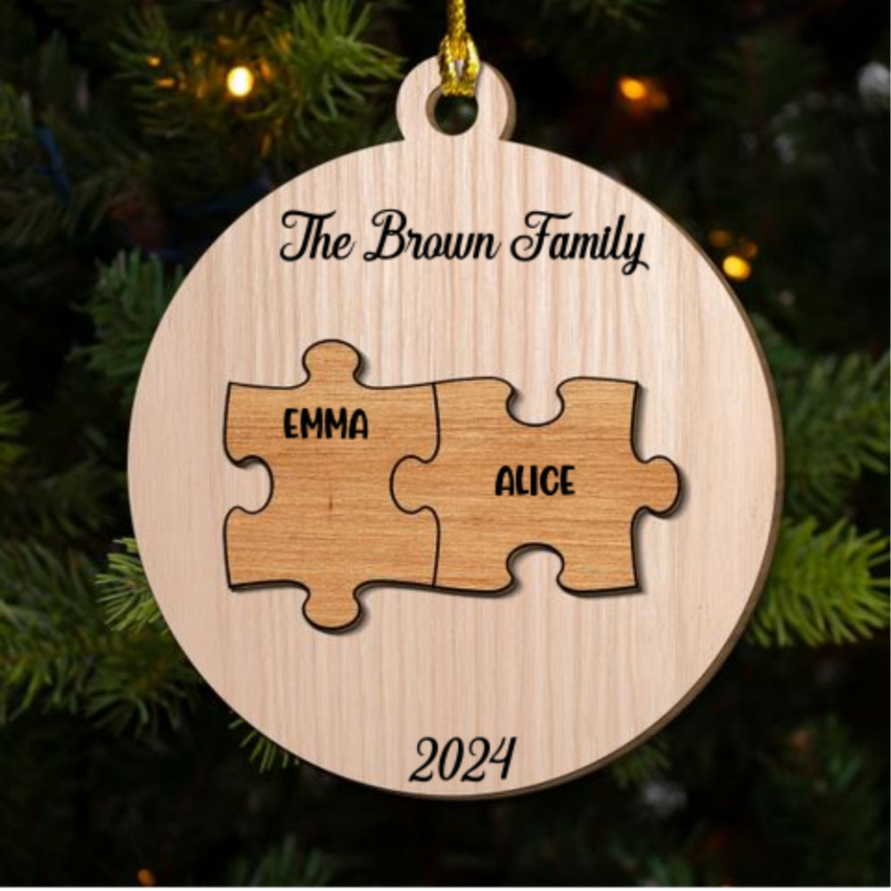 Piece Of Family - Personalized Custom Freeshape 2-Layered Wood Ornament