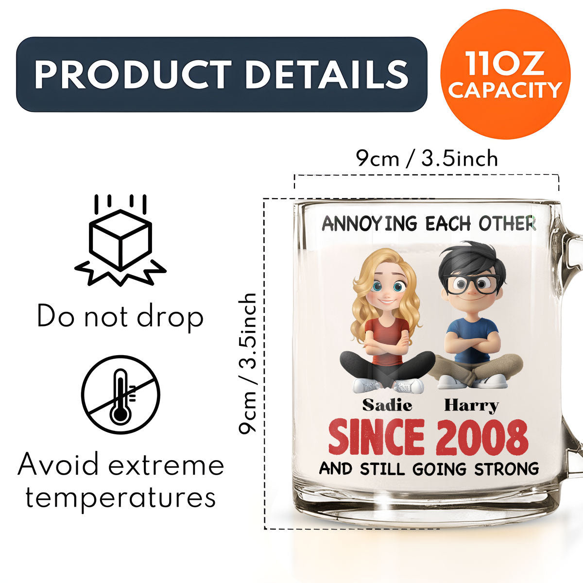 Together Forever - Personalized Custom Glass Mug