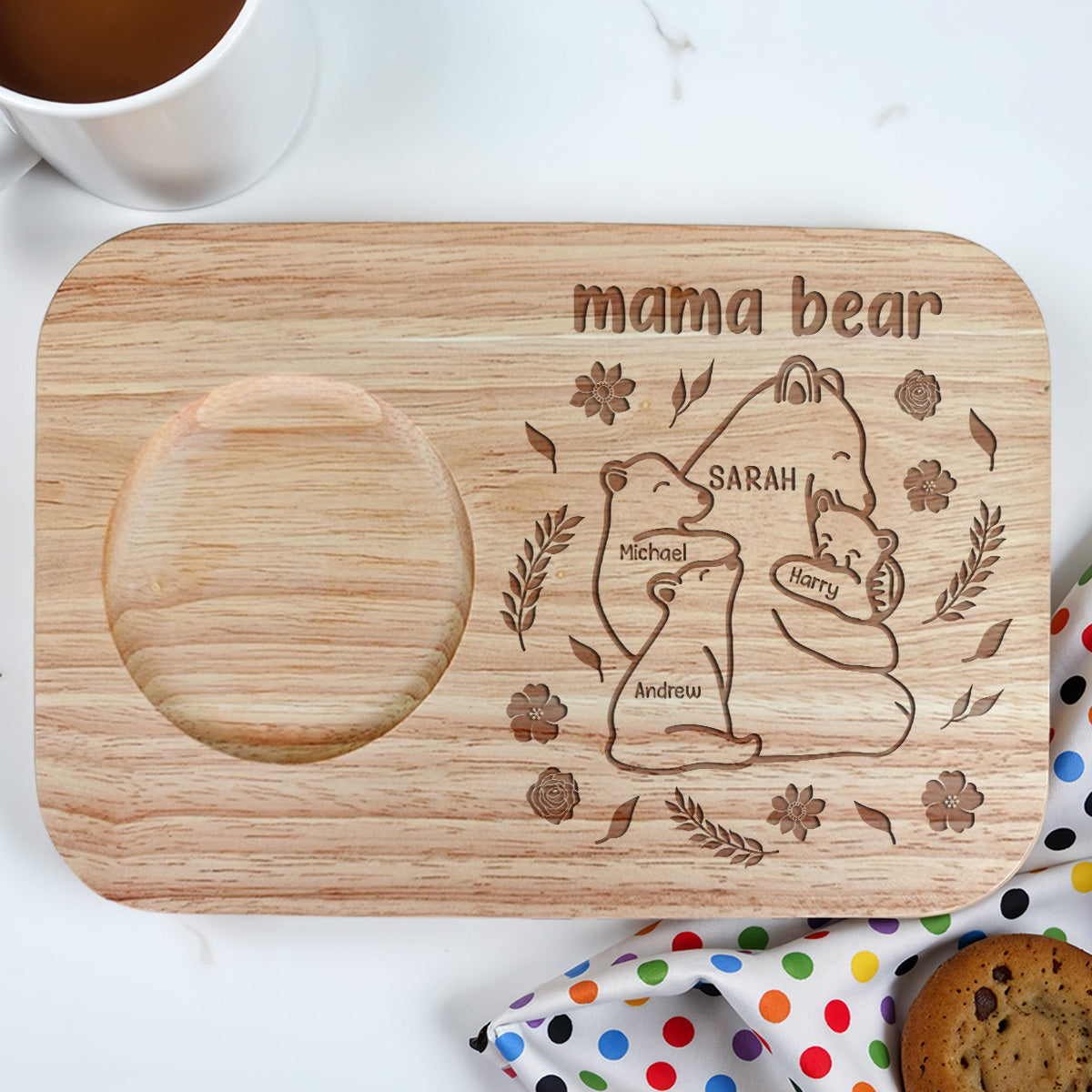 Our Mama Bear - Personalized Custom Wooden Treat Board