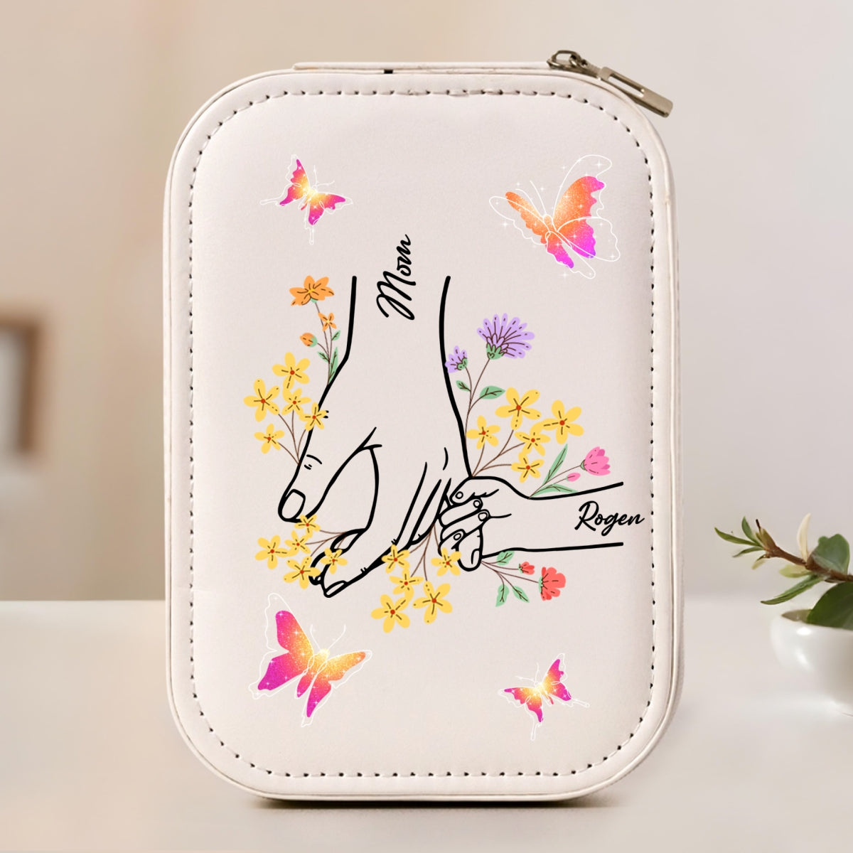 For My Mom - Personalized Custom Jewelry Box With LED Mirror