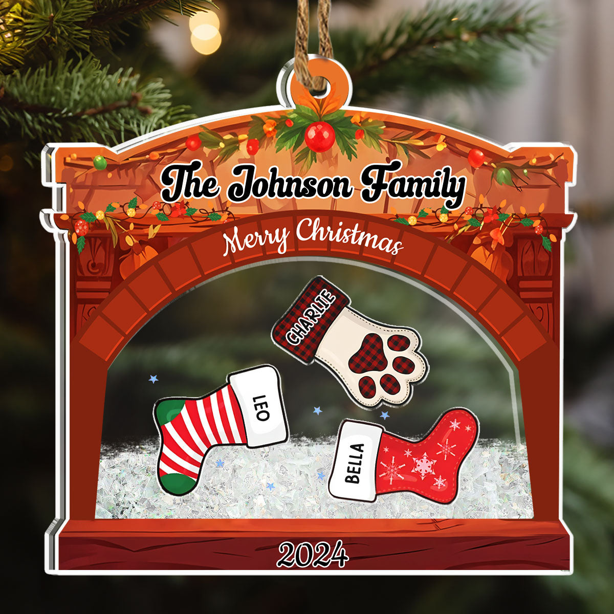 Christmas Family Stockings - Personalized Custom Acrylic Shaker Ornament