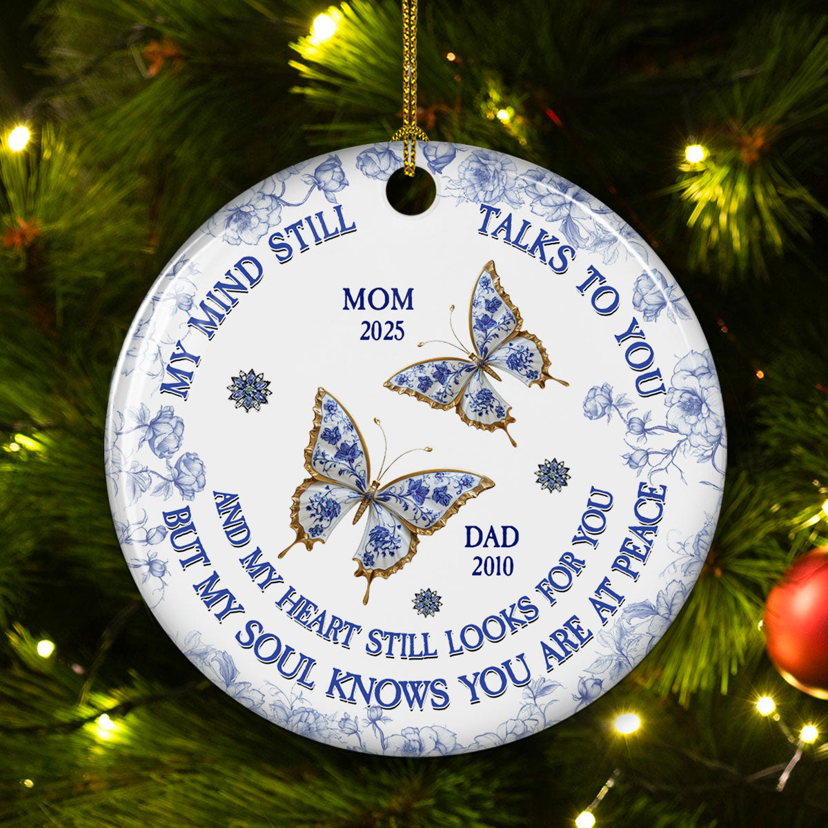 My Mind My Heart My Soul Memorial - Personalized Custom Ceramic Ornament