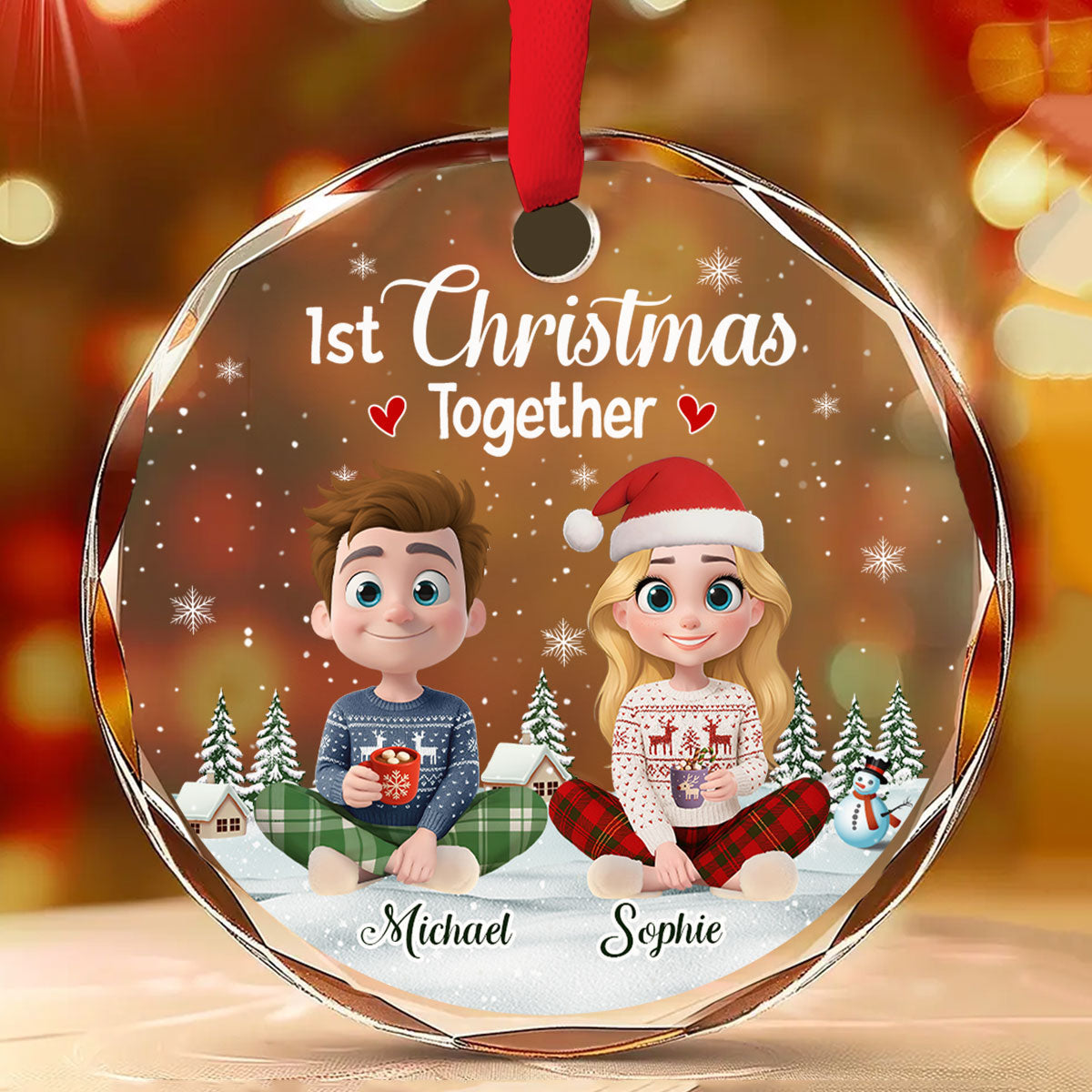First Year Together - Personalized Custom Glass Ornament