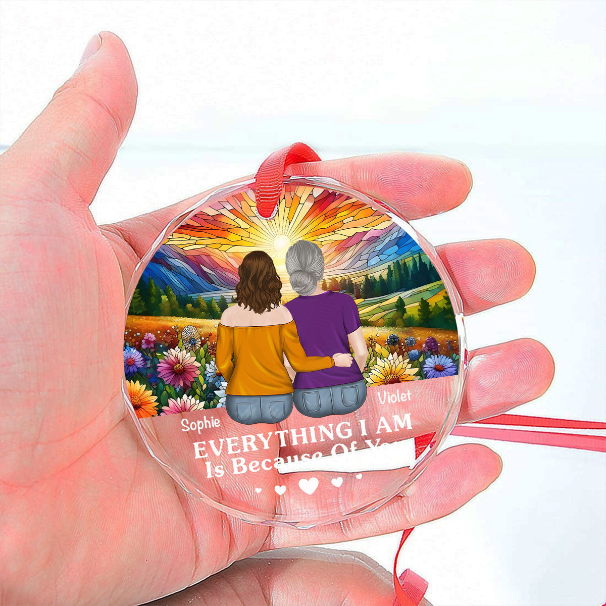 Everything I Am Is Because Of You - Personalized Custom Glass Ornament