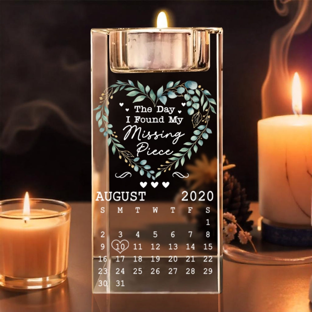 Calendar Where Our Story Began - Personalized Custom Crystal Candle Holder