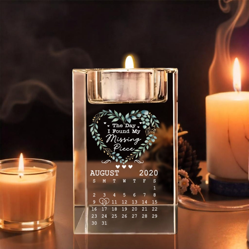 Calendar Where Our Story Began - Personalized Custom Crystal Candle Holder