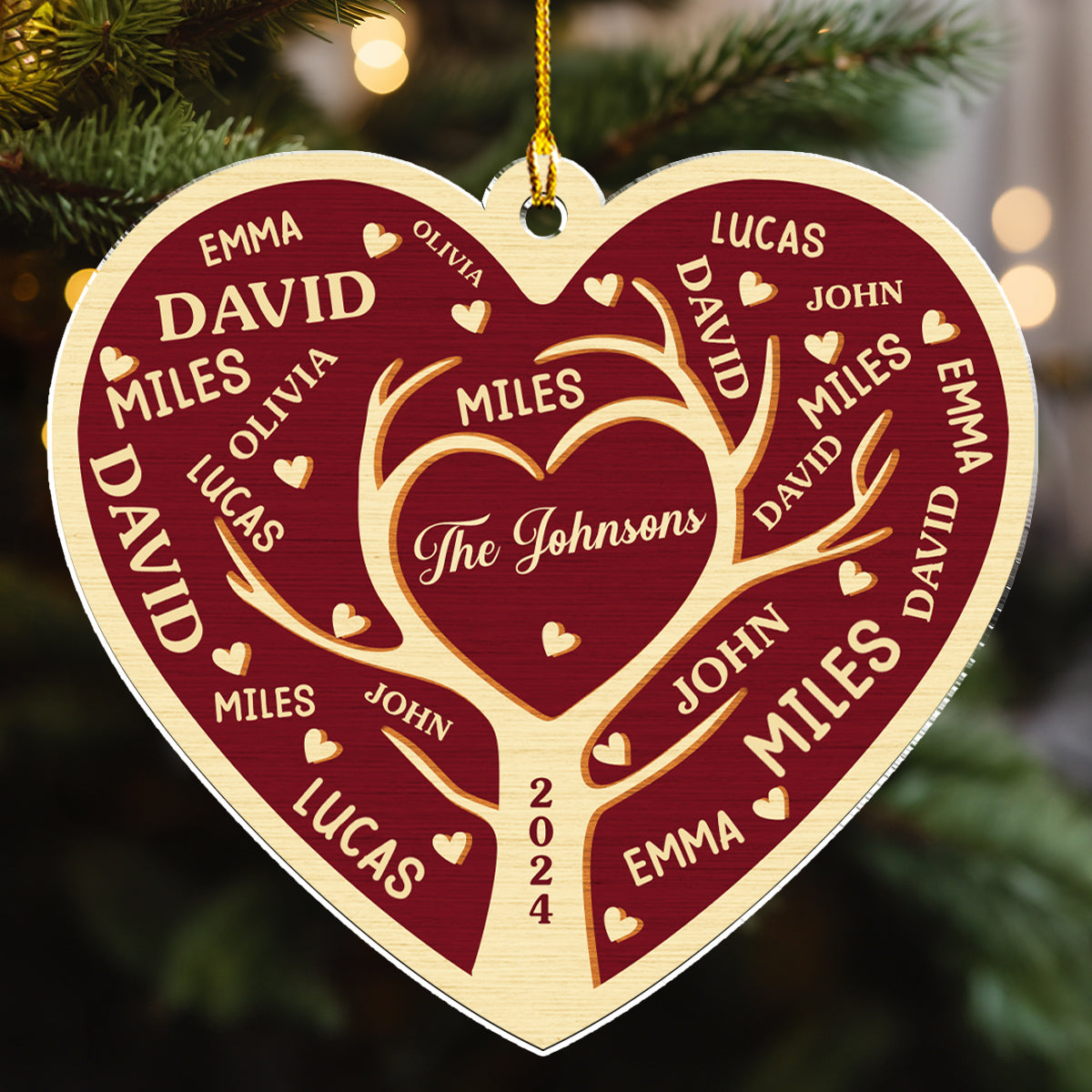Heart Family - Personalized Custom Acrylic Ornament