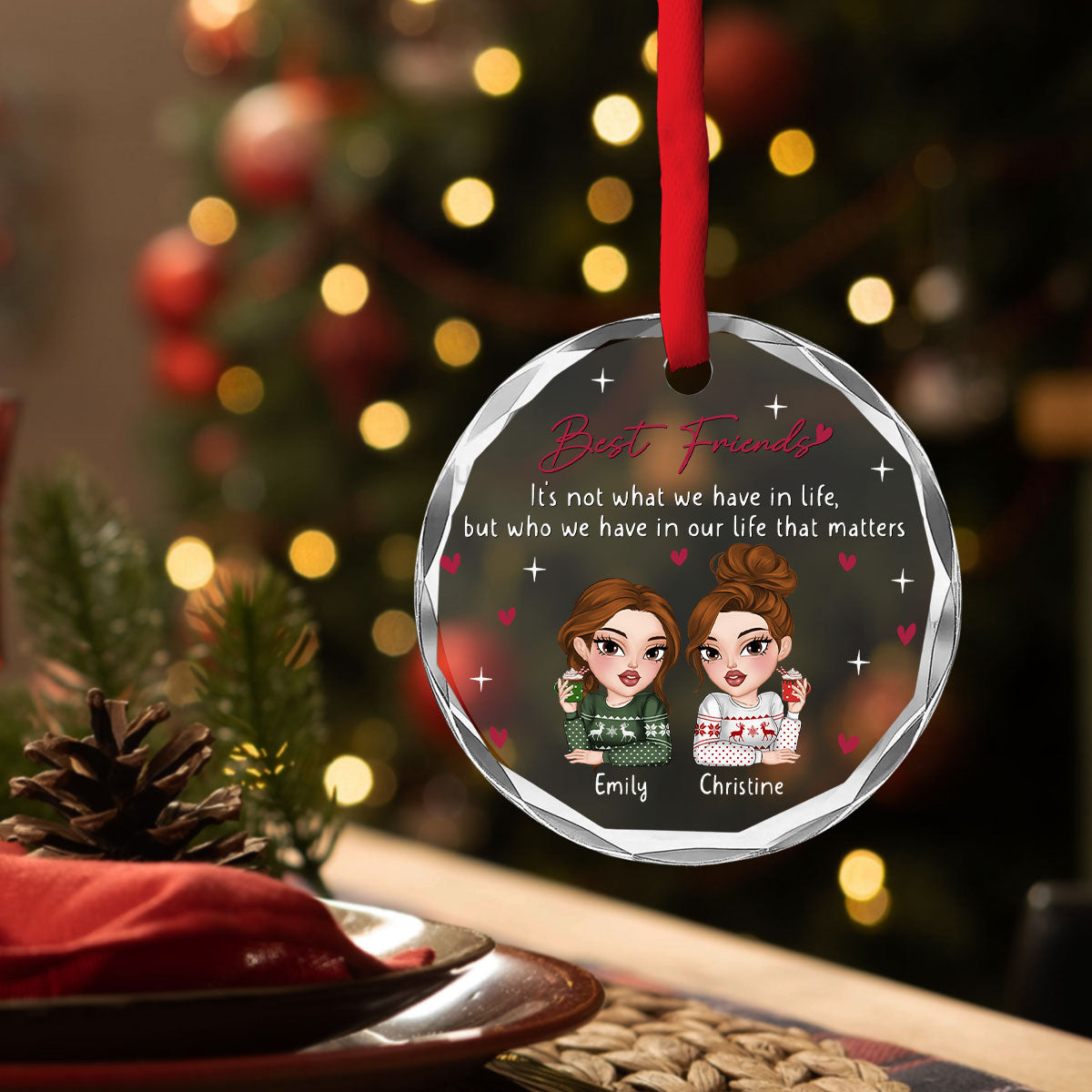 Best Friends In Our Life - Personalized Custom Glass Ornament