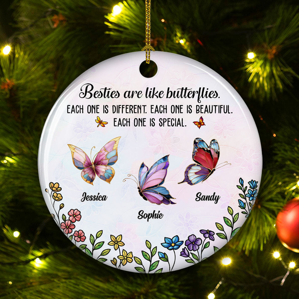 Festive Sister Love - Personalized Custom Ceramic Ornament