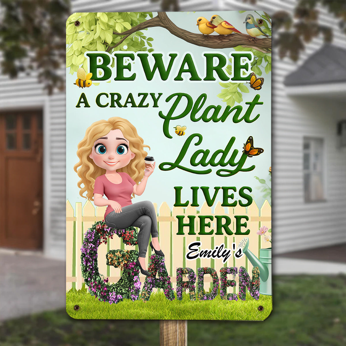 Crazy Plant Lady Garden - Personalized Custom Metal Sign