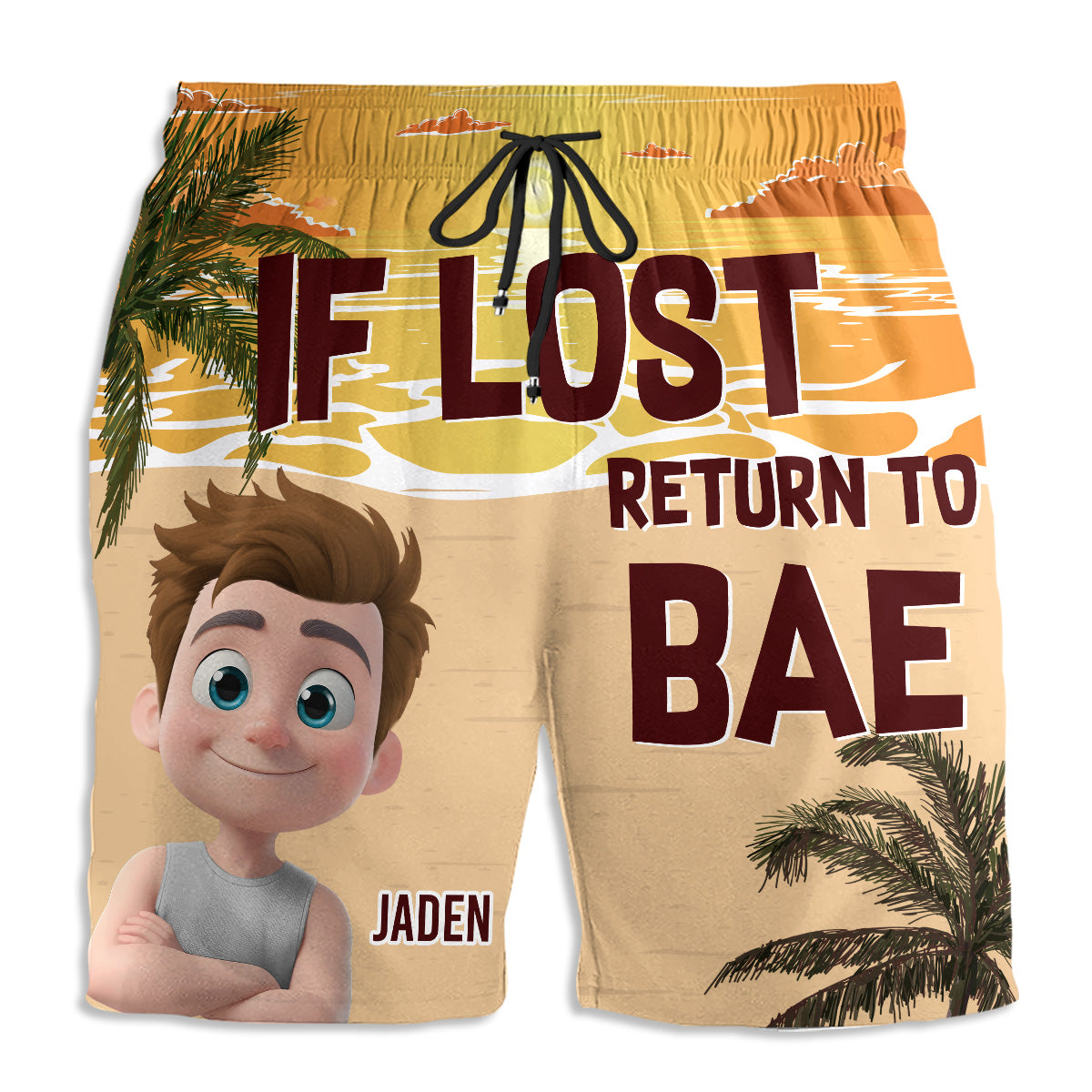 Lost In The Sunshine - Personalized Custom Couple Beach Shorts