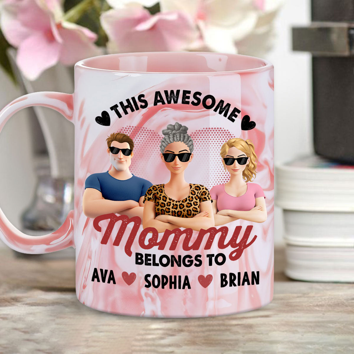 This Awesome Women Belongs To Us - Personalized Custom Pink Marble Mug