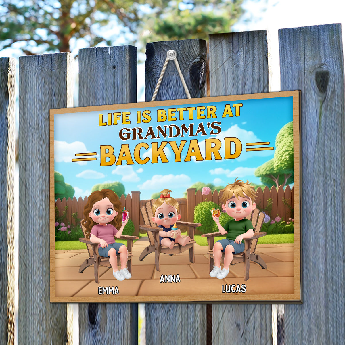 Welcome To Grandma Backyard - Personalized Custom Wood Sign