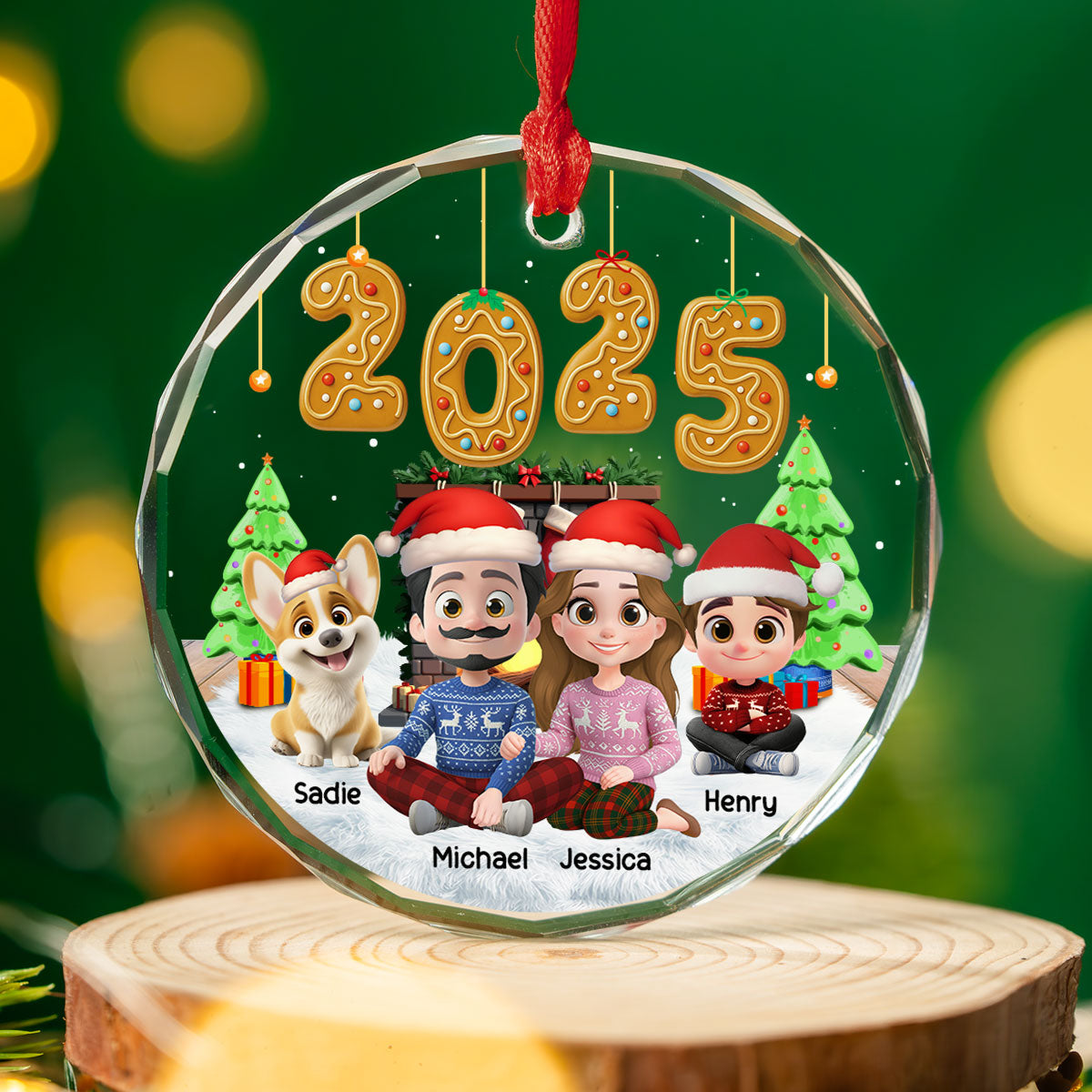 Family Of The Year - Personalized Custom Glass Ornament