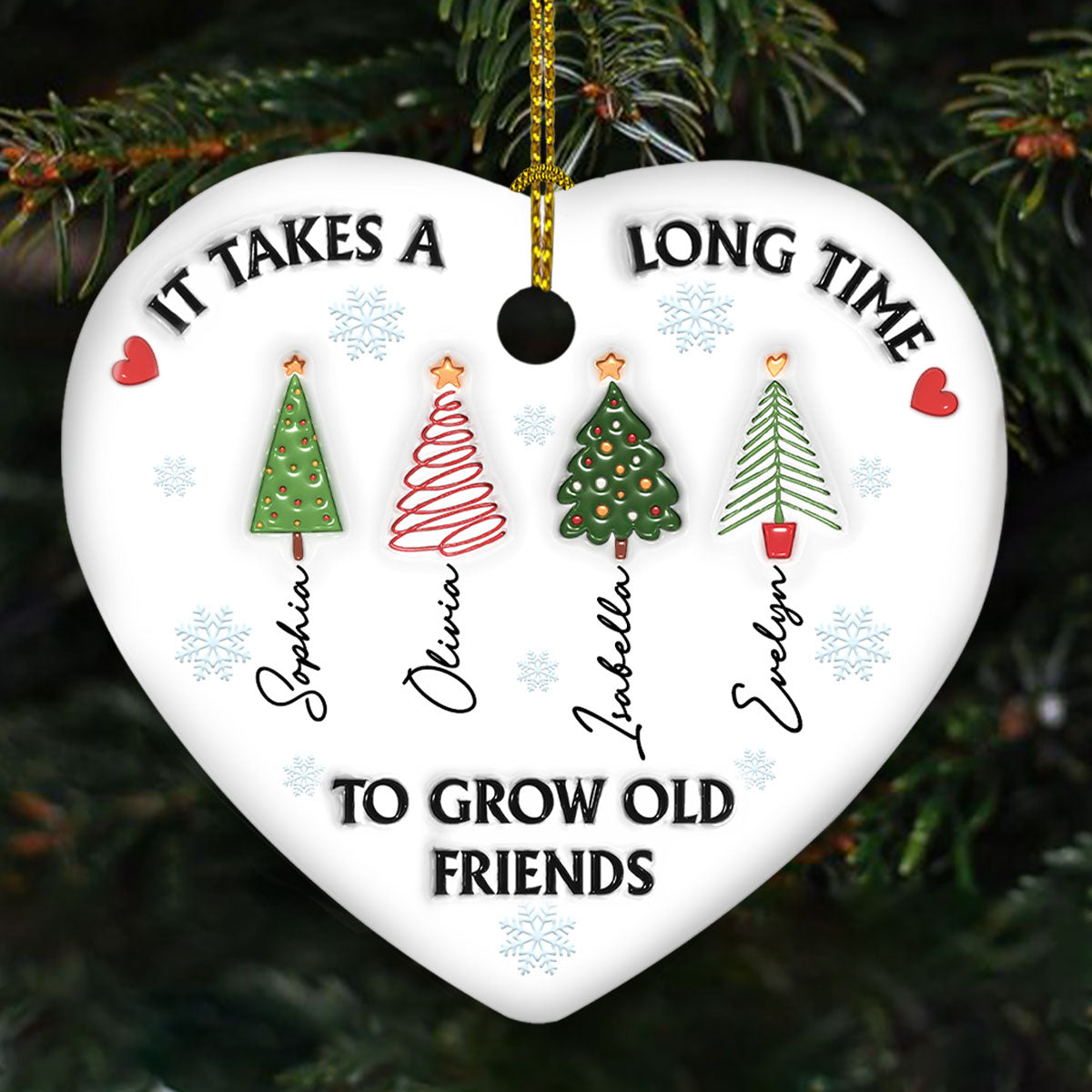 It Takes A Long Time To Grow An Old Friend - Personalized Custom 3D Inflated Effect Ceramic Ornament