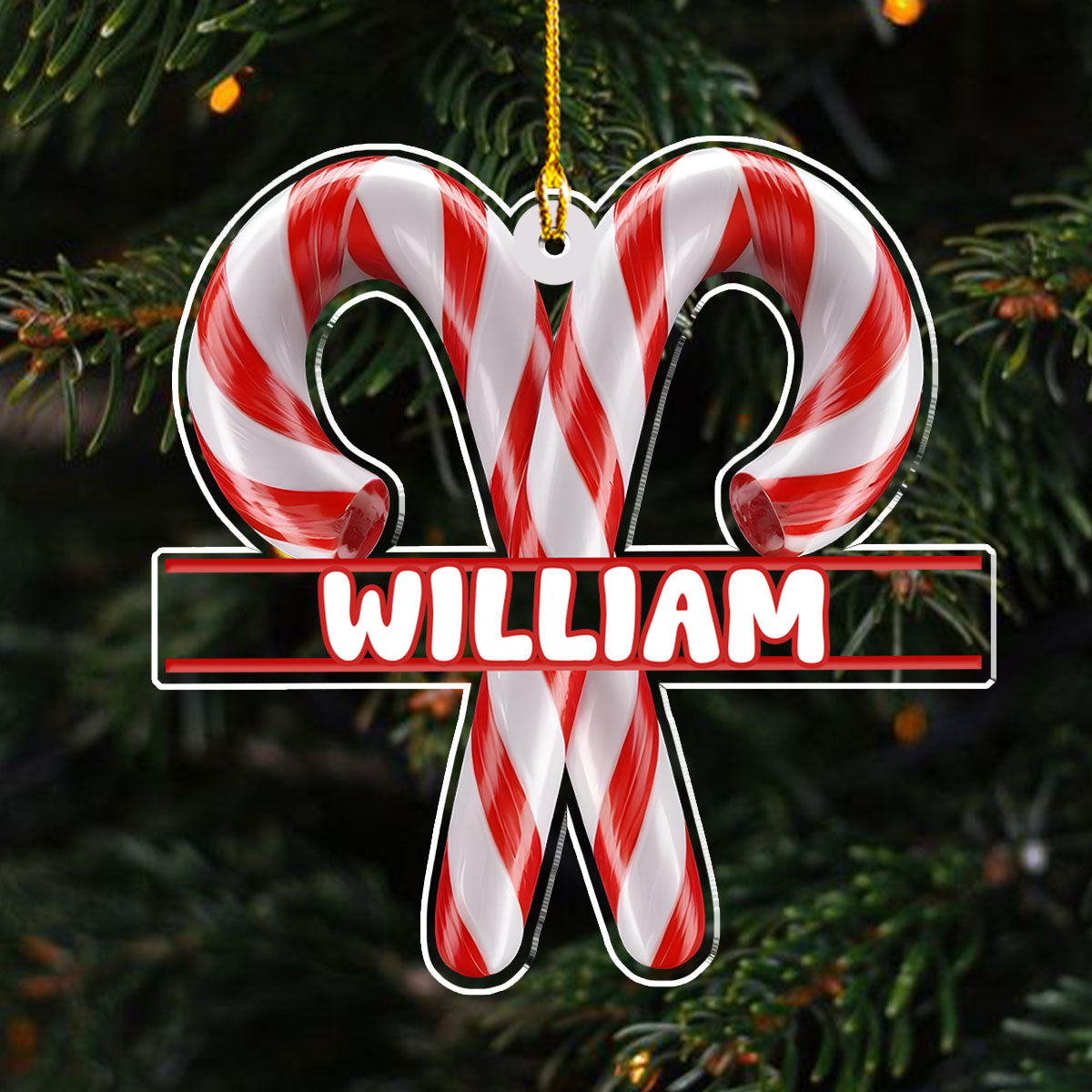 Candy Cane - Personalized Custom Acrylic Ornament