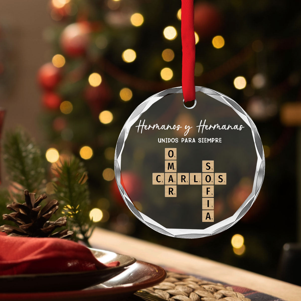 Las Raíces Familiares Nos Mantienen Unidos - Adorno de Cristal Personalizado