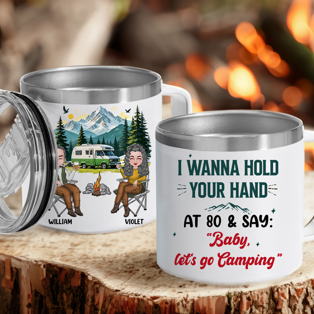 I Wanna Hold Your Hand - Personalized Custom 14oz Stainless Steel Tumbler With Handle
