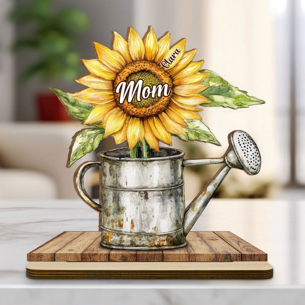 Growing Family Love - Personalized Custom 2-Layer Wood Plaque With Flat Base