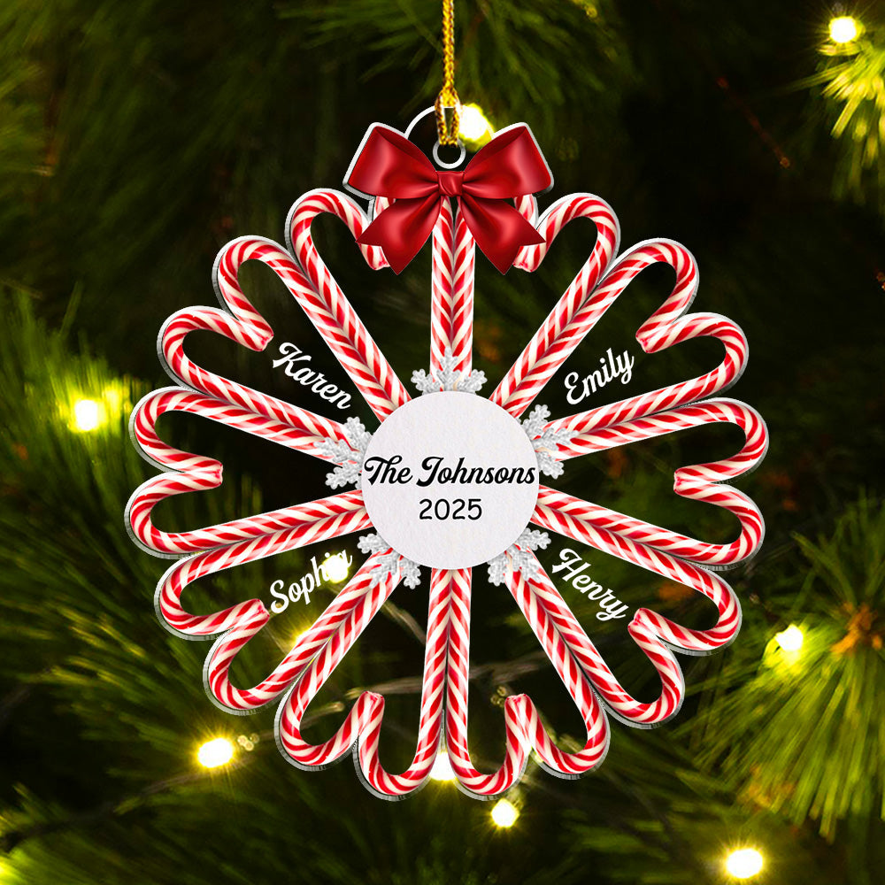 Family Candy Cane - Personalized Custom Acrylic Ornament