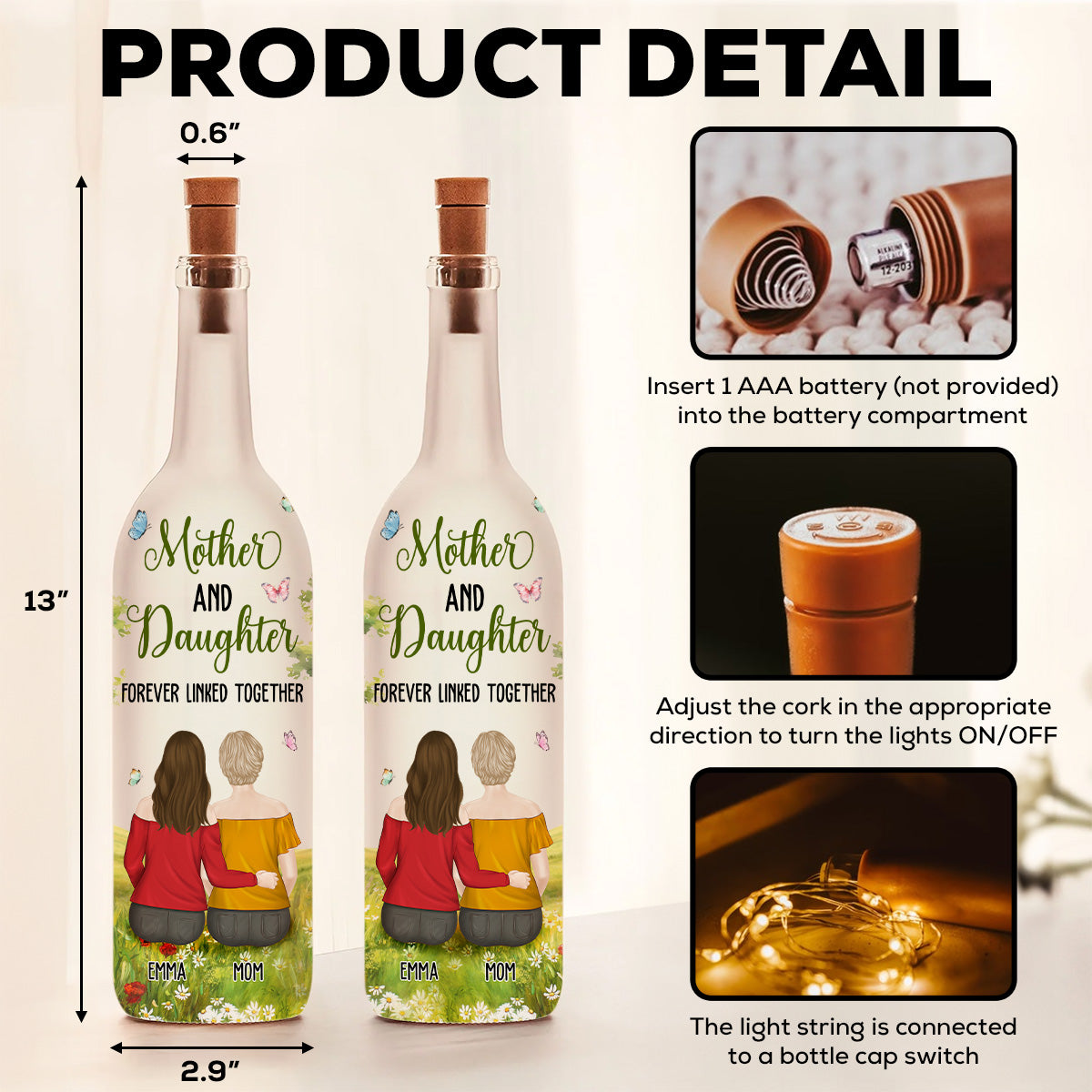 Link Forever - Personalized Custom Bottle Lamp