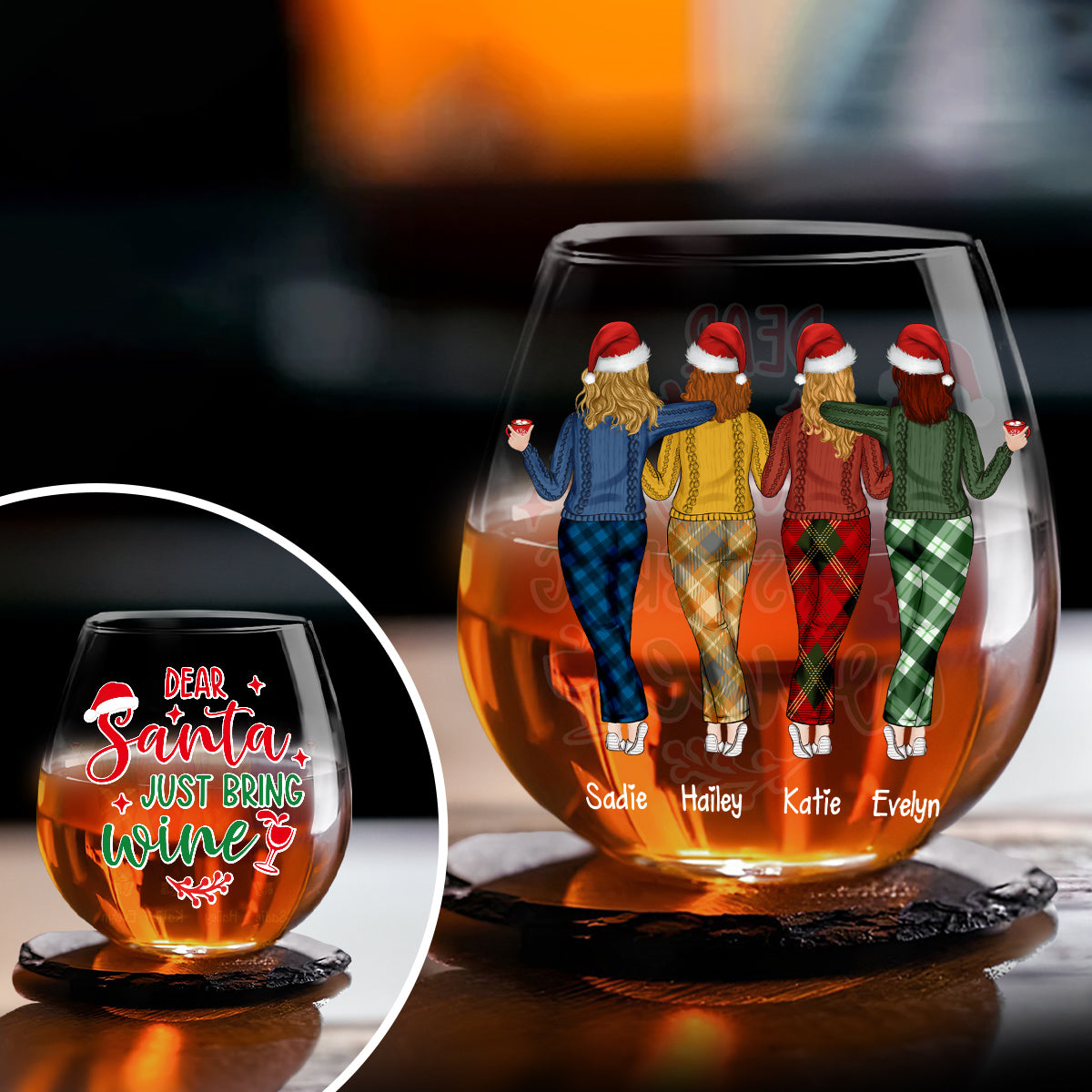 Christmas Besties - Personalized Custom Wine Glass