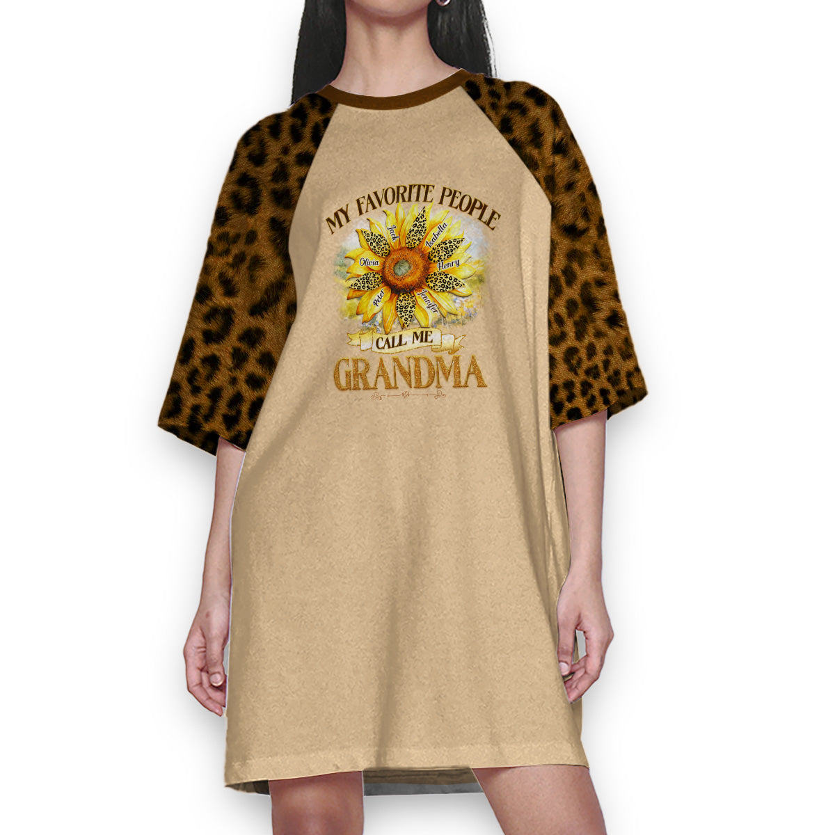 My Favorite People Call Me Grandma - Personalized 3/4 Sleeve Dress