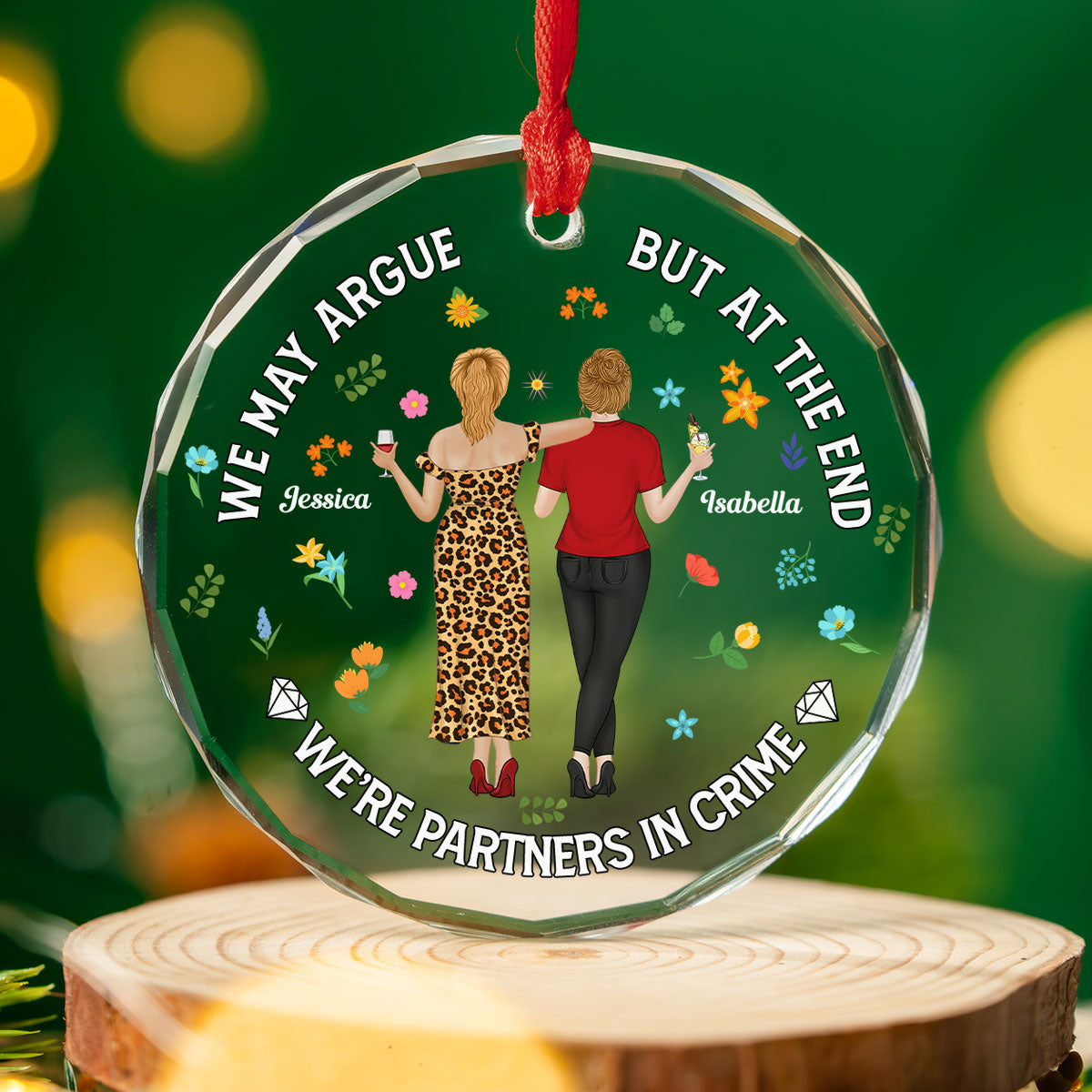 Partners Forever No Matter What - Personalized Custom Glass Ornament