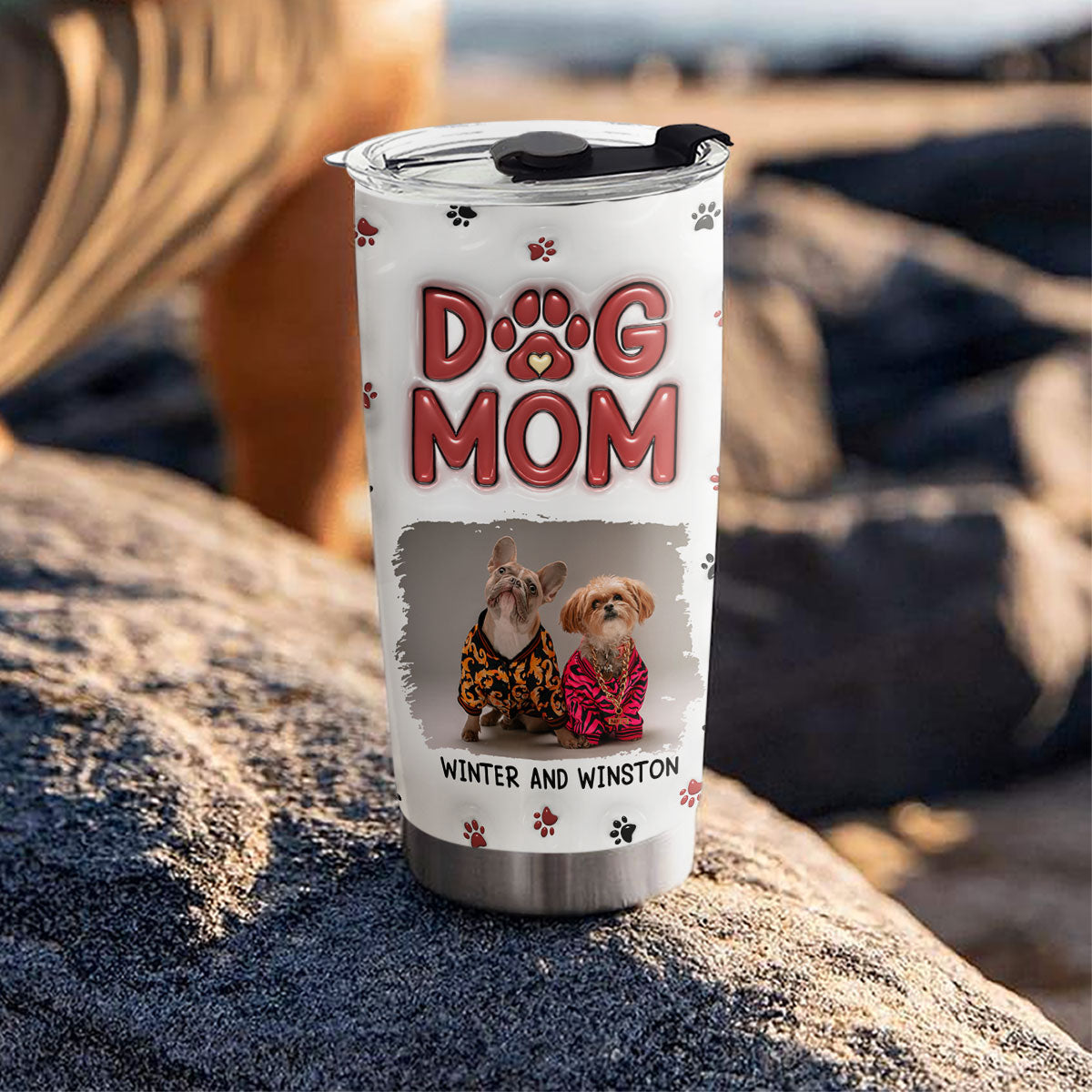 Lovely Dog Mom Photo - Personalized Custom 3D Inflated Effect Tumbler