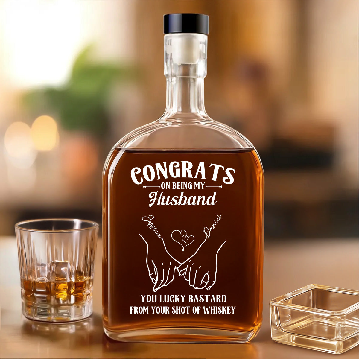 Congrats On Being My Husband - Personalized Custom Spirits Decanter