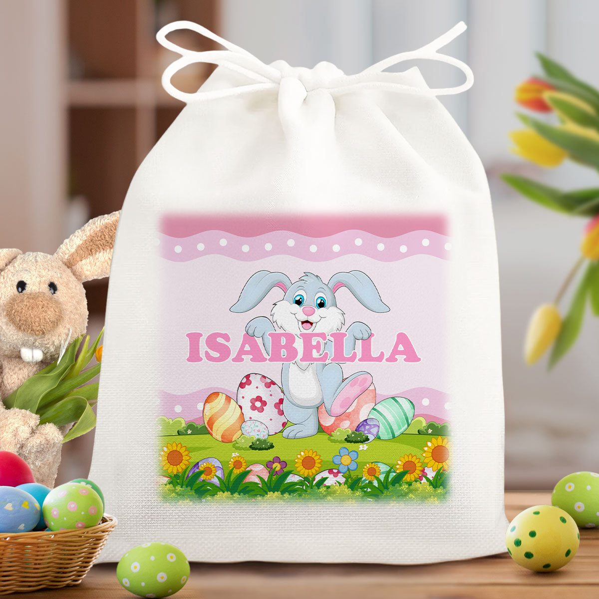 Blue Pink Bunny - Personalized Custom Favor Bag