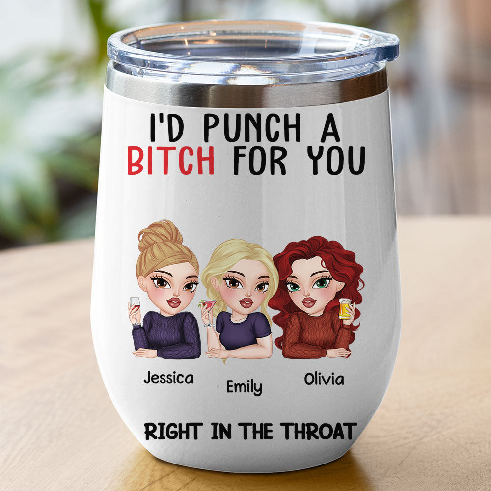 Punch For My Bestie - Personalized Custom Wine Tumbler