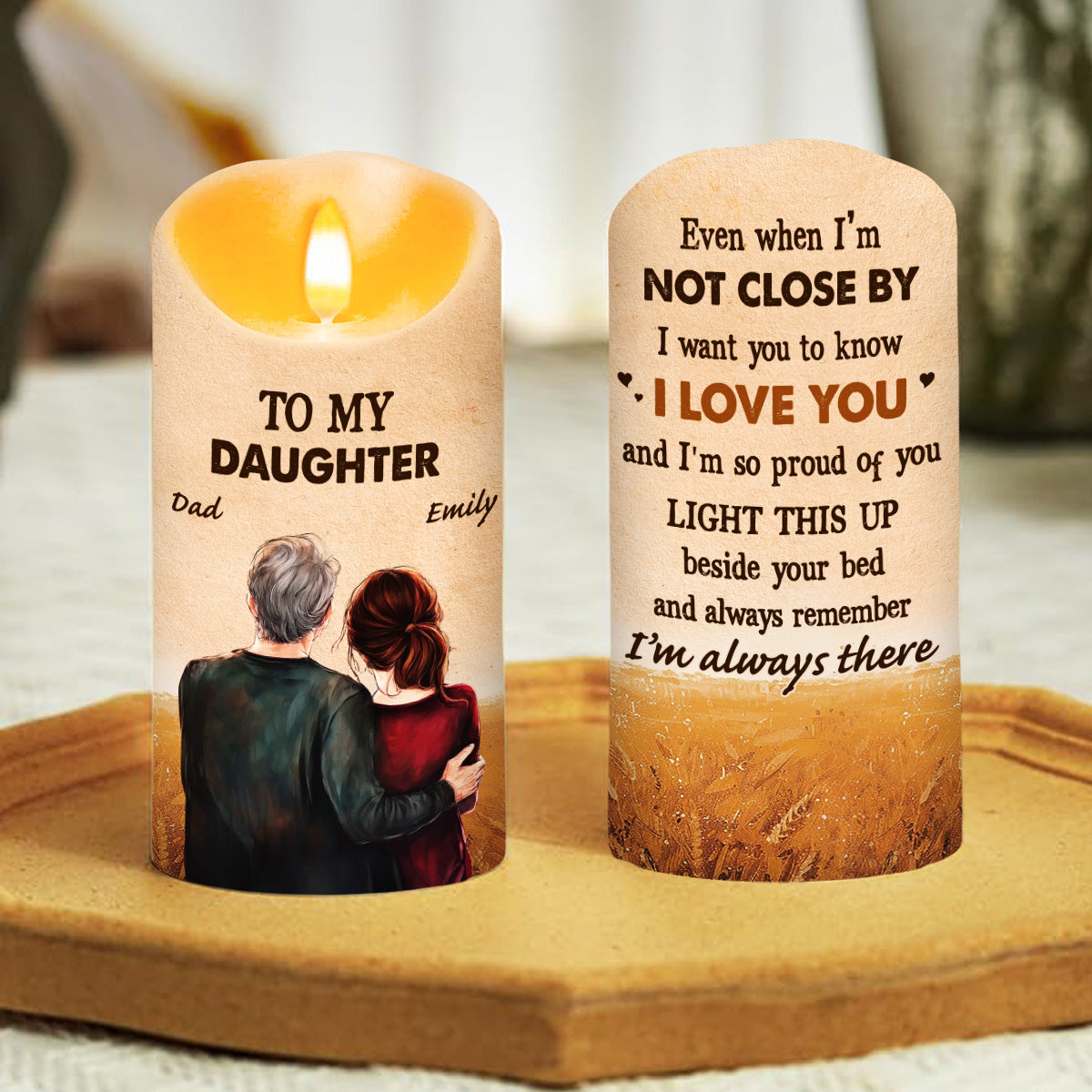 To My Daughter Love Dad - Personalized Custom LED Candle
