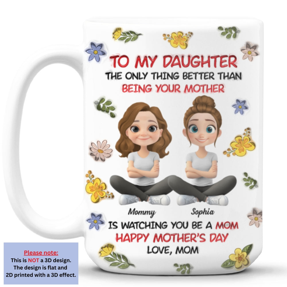 To My Daughter With Love - Personalized Custom 3D Inflated Effect Mug