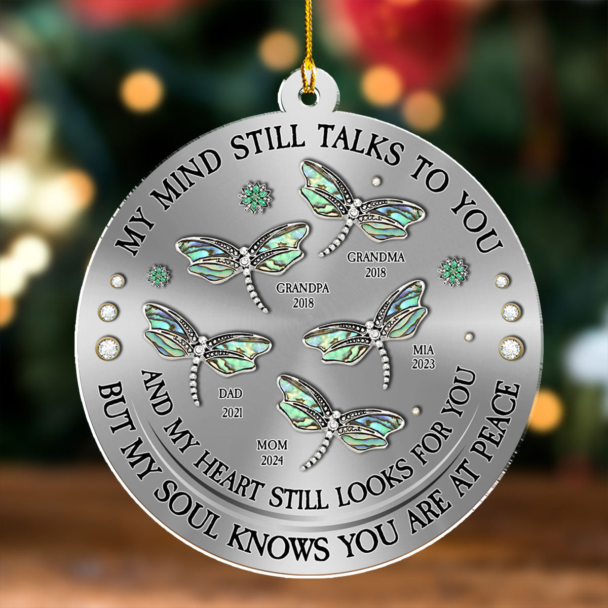 Dragonfly My Mind My Heart My Soul Version 2 - Personalized Custom Acrylic Ornament