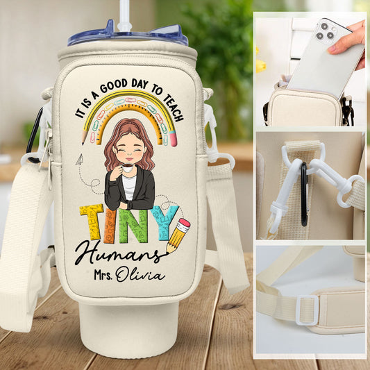 Inspiring Tiny Humans To Dream Big - Personalized Custom 40oz Water Bottle Carrier Bag