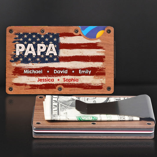 Proud To Be American - Personalized Custom Wooden Card Holder