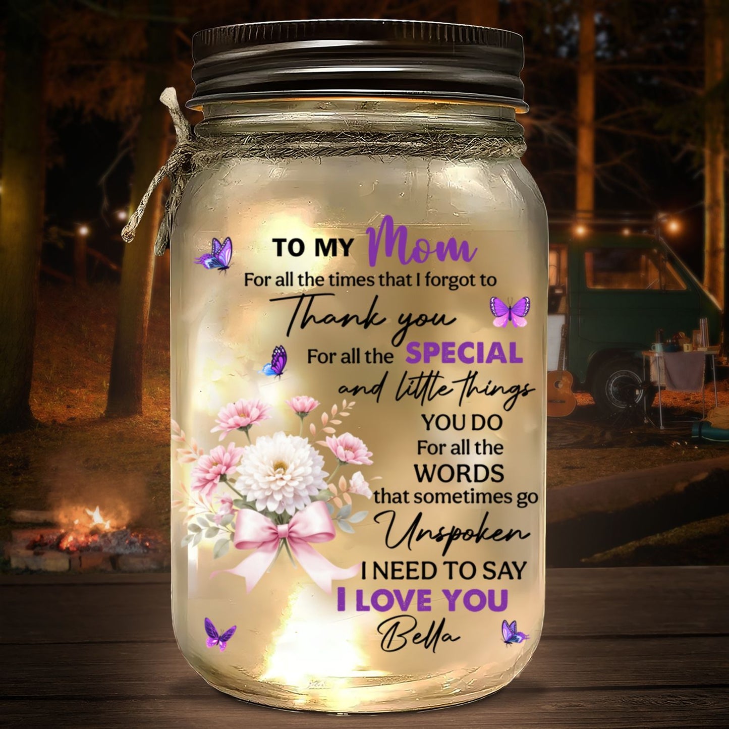 Thank You My Great Mother - Personalized Custom Mason Jar Light