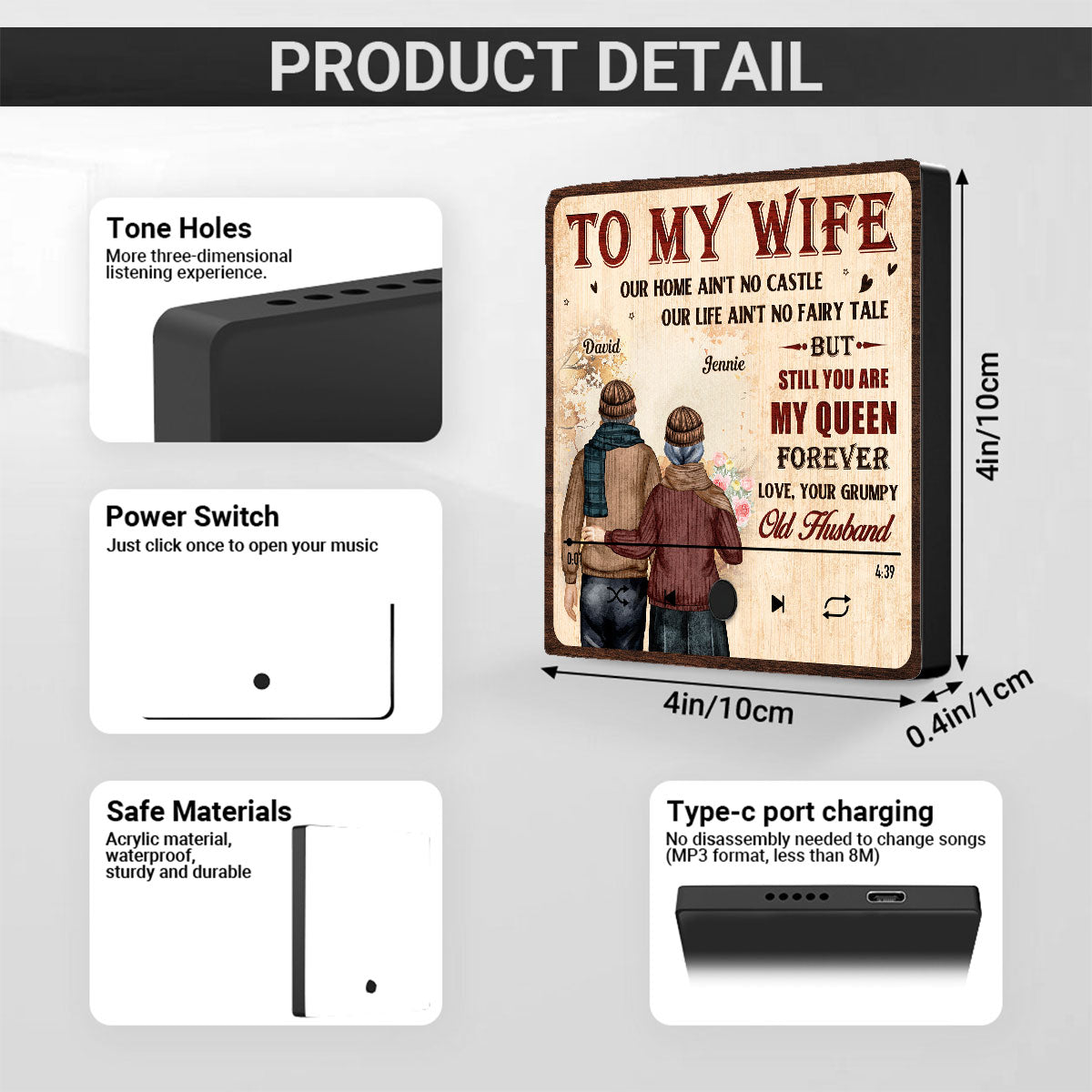 To My Wife - Personalized Custom Music Fridge Magnet
