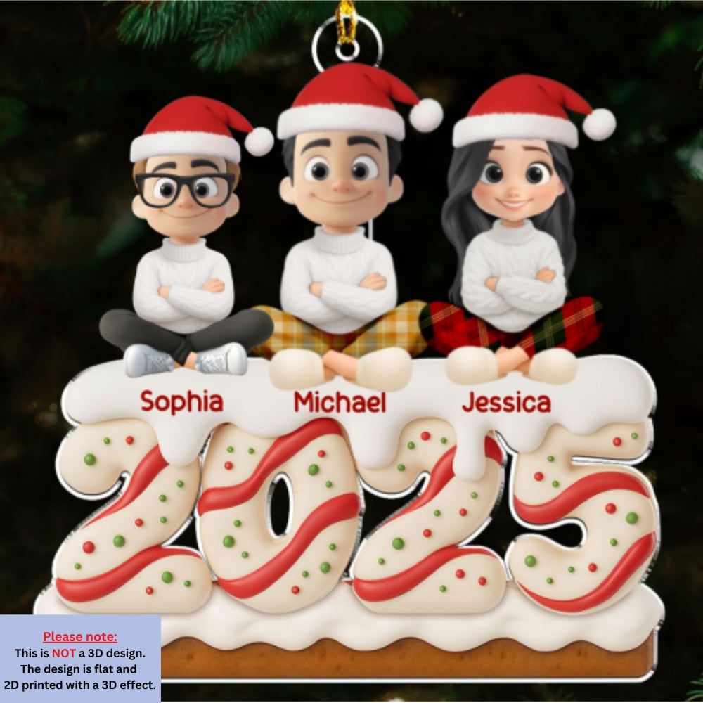 Family Christmas Tree Cake Version 2 - Personalized Custom Acrylic Ornament