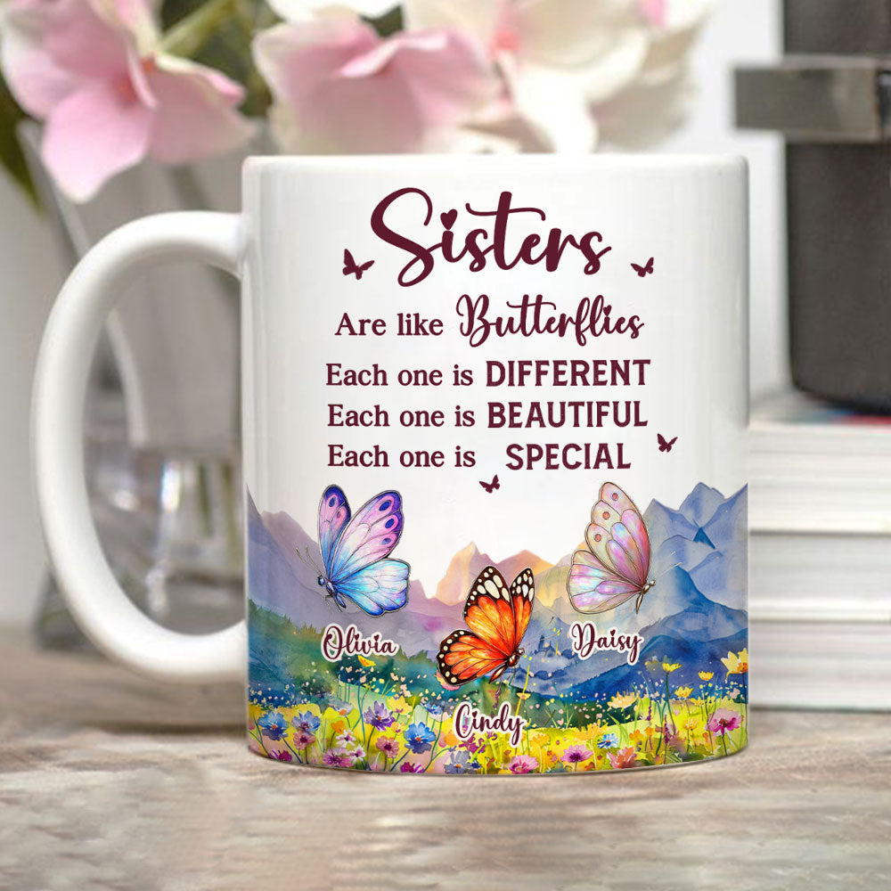 Sisters Are Like Butterflies - Personalized Custom Coffee Mug