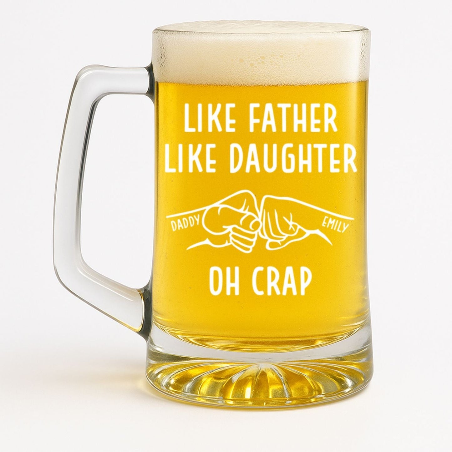 Like Father Like Daughter - Personalized Custom Beer Glass With Handle