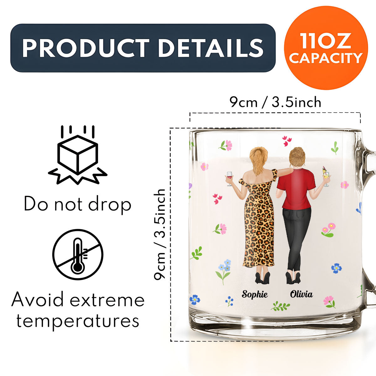 Punch Bitch Besties - Personalized Custom Glass Mug