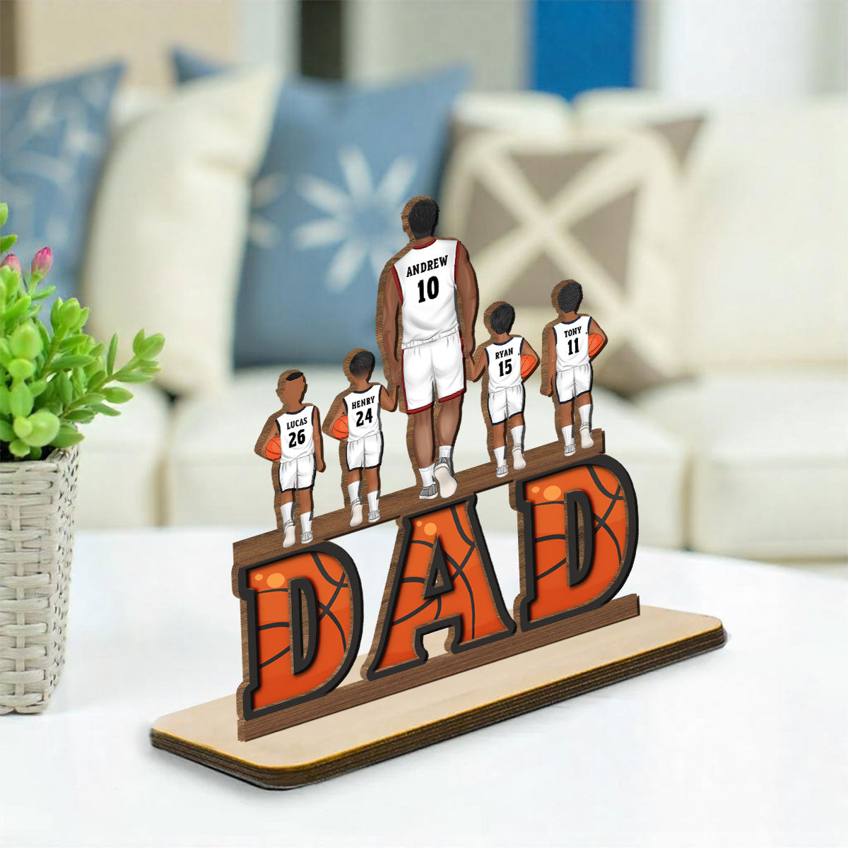 Basketball Mom - Personalized Custom 2-Layer Wood Plaque With Flat Base