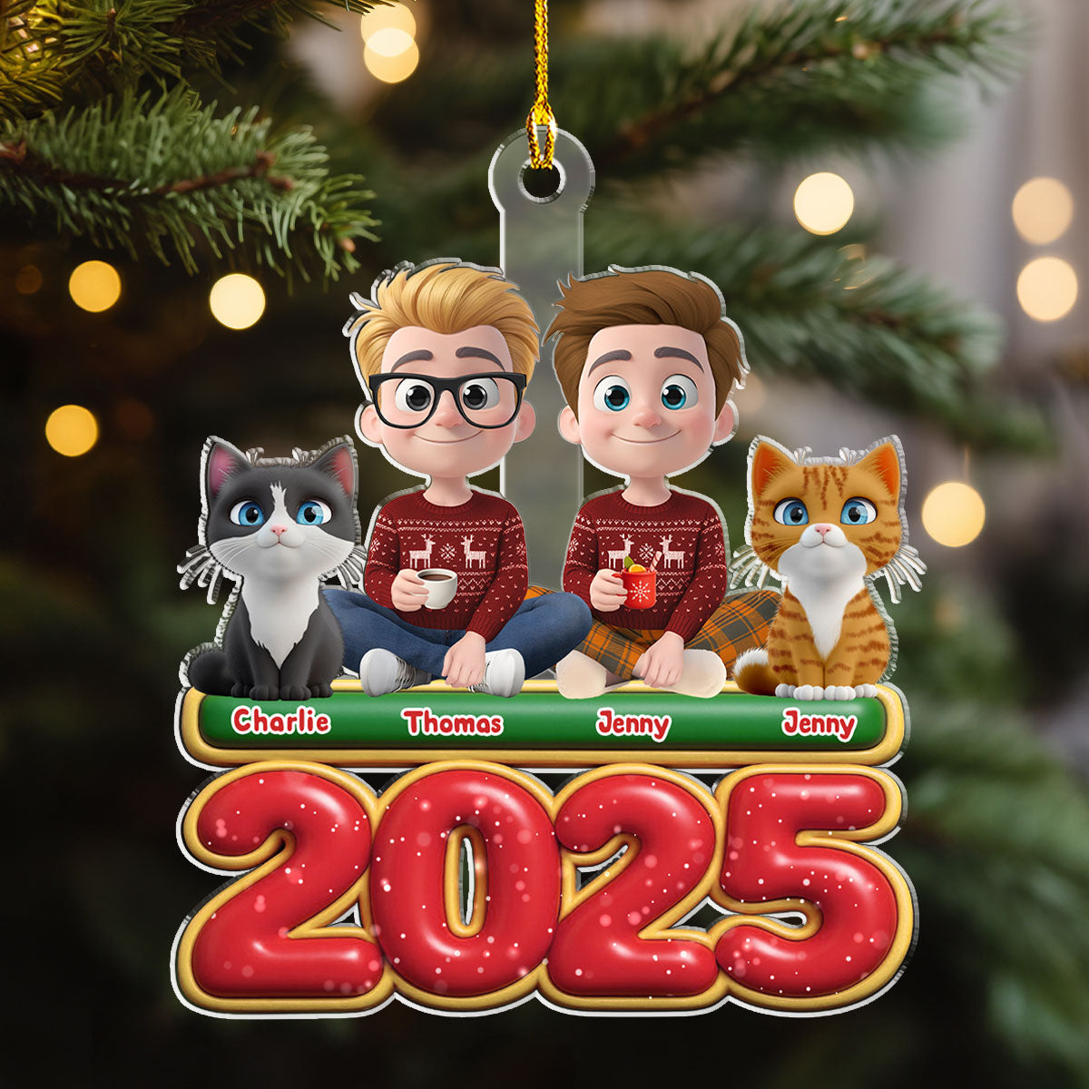 We And Our Cat Version 2 - Personalized Custom Acrylic Ornament