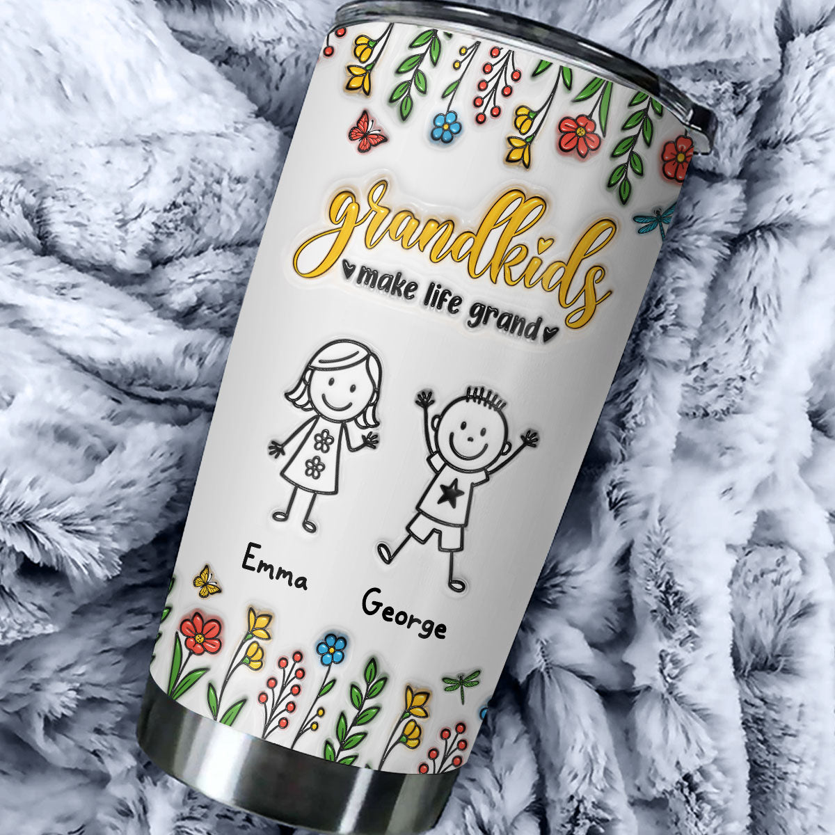 Grandkids Make Life Grand - Personalized Custom 3D Inflated Effect Tumbler