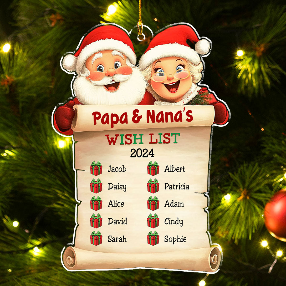 Wish List Of Papa And Nana - Personalized Custom Acrylic Ornament
